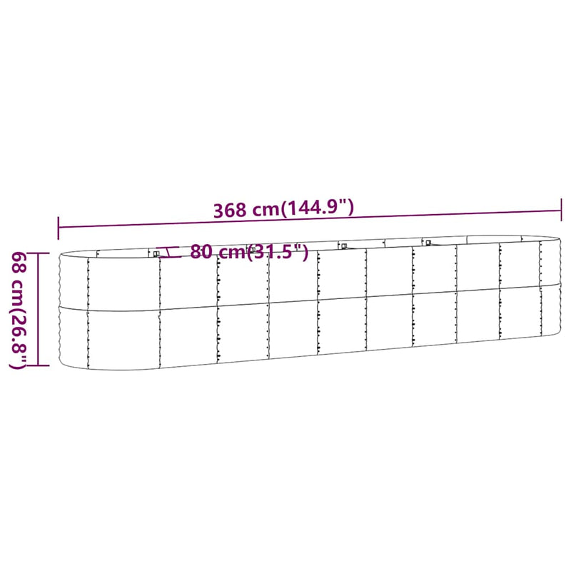 Strat înălțat grădină 368x80x68 cm oțel galvanizat