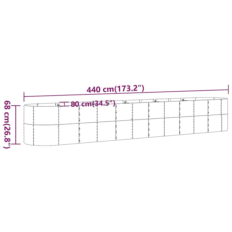 Strat înălțat grădină 440x80x68 cm oțel galvanizat