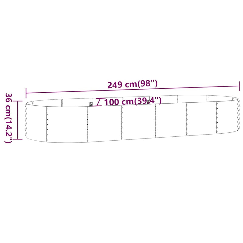 Strat înălțat grădină 249x100x36 cm oțel galvanizat