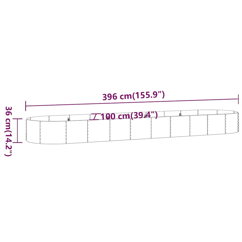 Strat înălțat grădină 396x100x36 cm oțel galvanizat