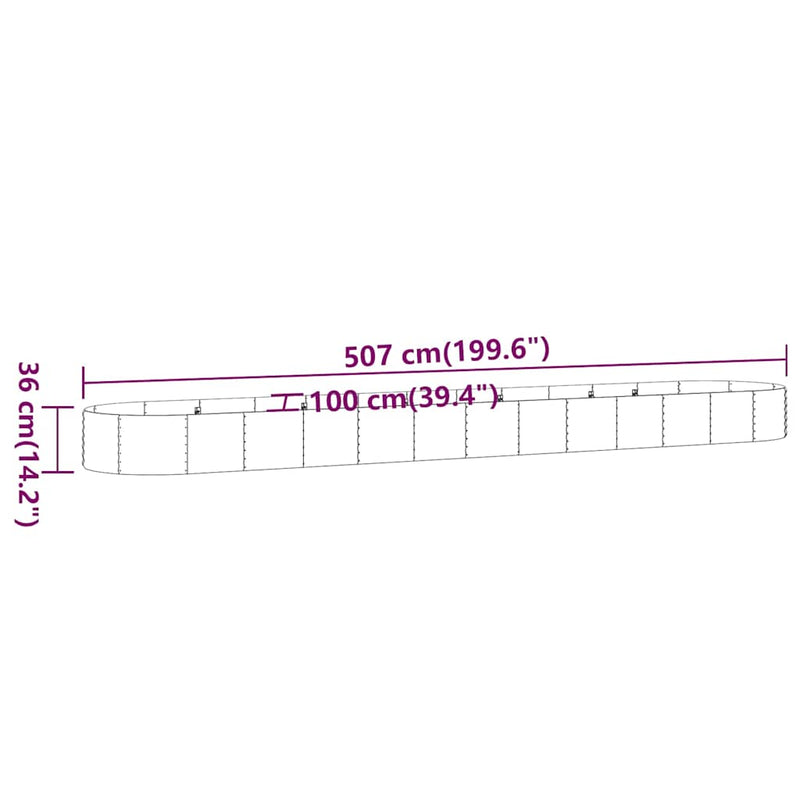 Strat înălțat grădină 507x100x36 cm oțel galvanizat