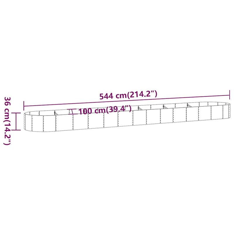 Strat înălțat grădină 544x100x36 cm oțel galvanizat