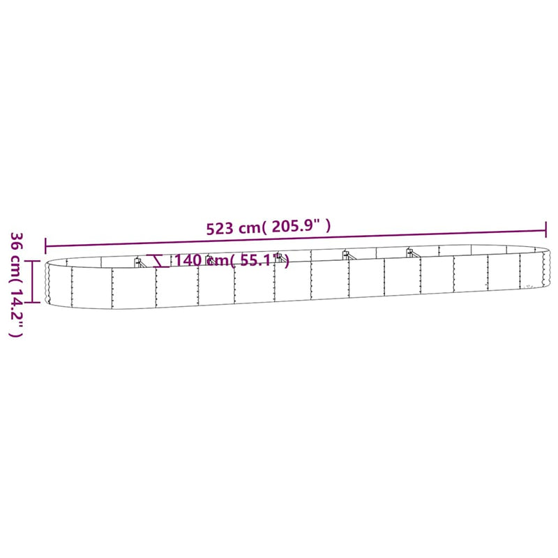 Strat înălțat grădină 523x140x36 cm oțel galvanizat