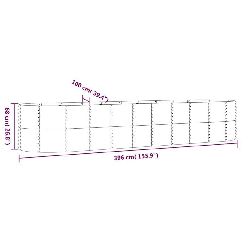 Strat înălțat grădină 396x100x68 cm oțel galvanizat