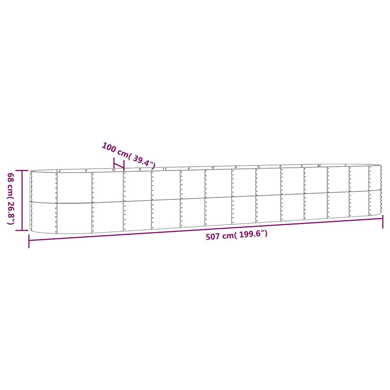 Strat înălțat grădină 507x100x68 cm oțel vopsit electrostatic