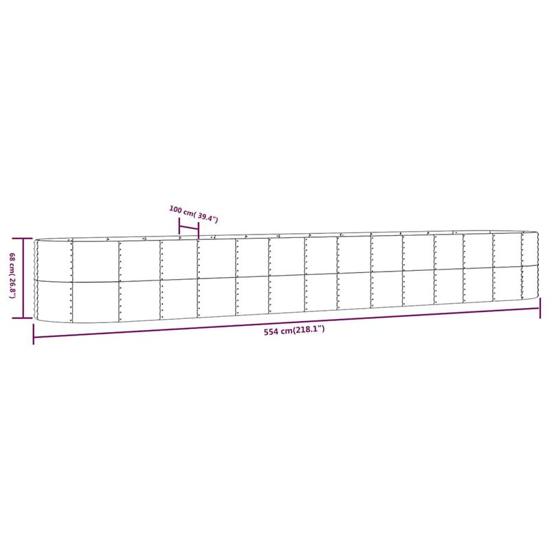 Strat înălțat grădină argintiu, oțel vopsit electrostatic