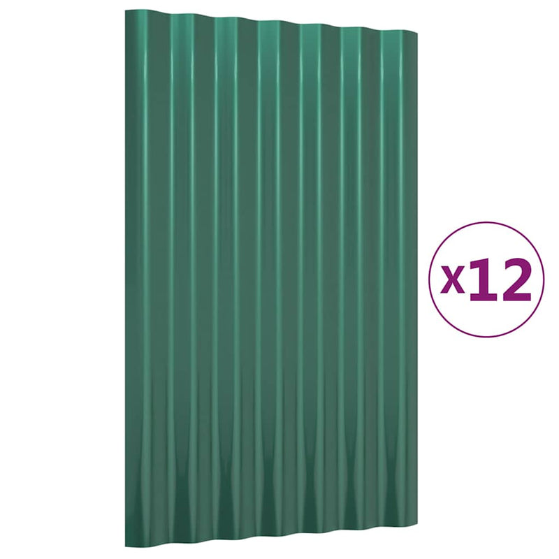 Panouri de acoperiș 12 buc. oțel galvanizat verde 60x36 cm