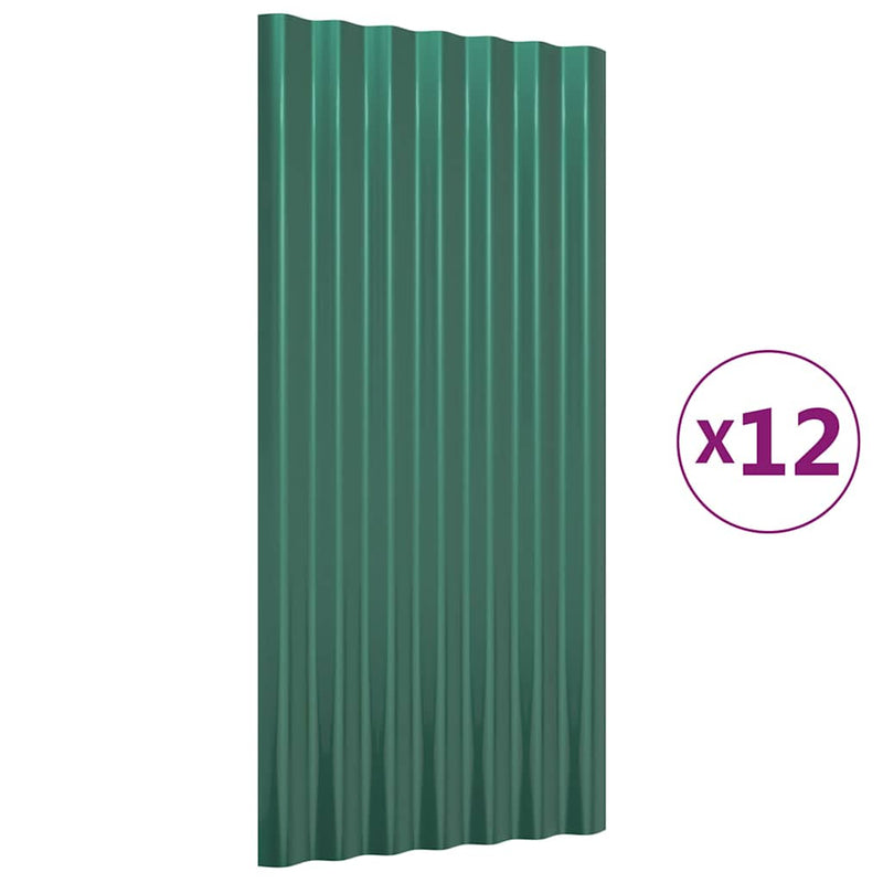Panouri de acoperiș 12 buc. oțel galvanizat verde 80x36 cm