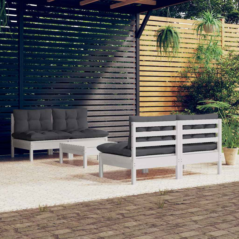 Set mobilier grădină cu perne antracit, 5 piese, lemn de pin