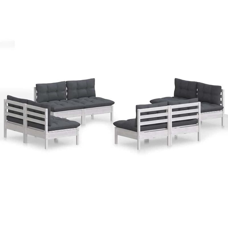 Set mobilier de grădină cu perne, 8 piese, antracit, lemn pin