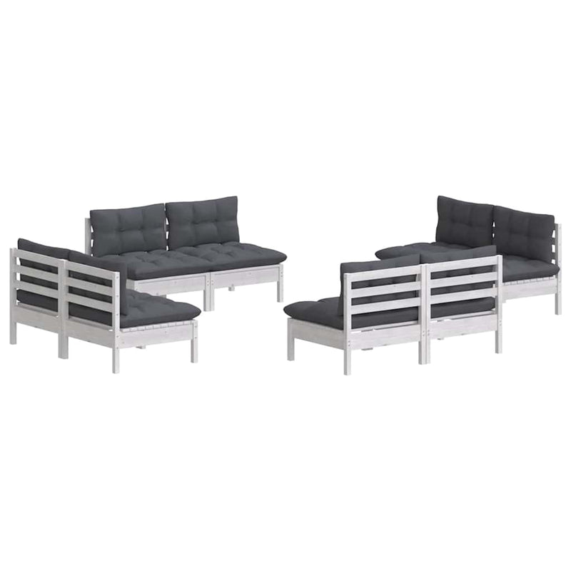 Set mobilier de grădină cu perne, 8 piese, antracit, lemn pin