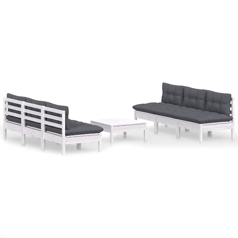 Set mobilier grădină cu perne antracit, 7 piese, lemn masiv pin