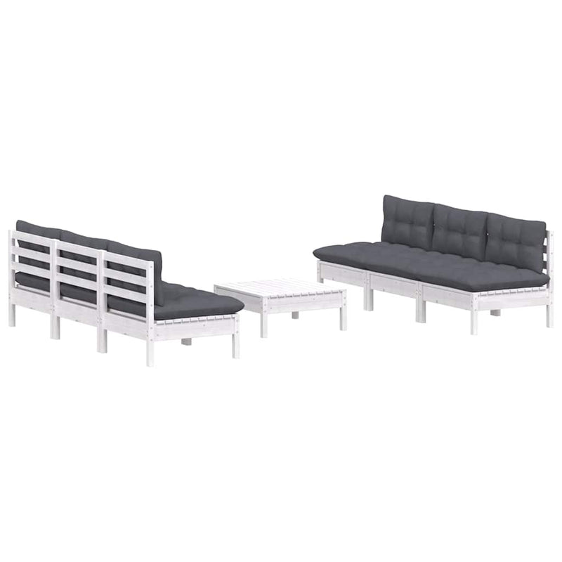 Set mobilier grădină cu perne antracit, 7 piese, lemn masiv pin