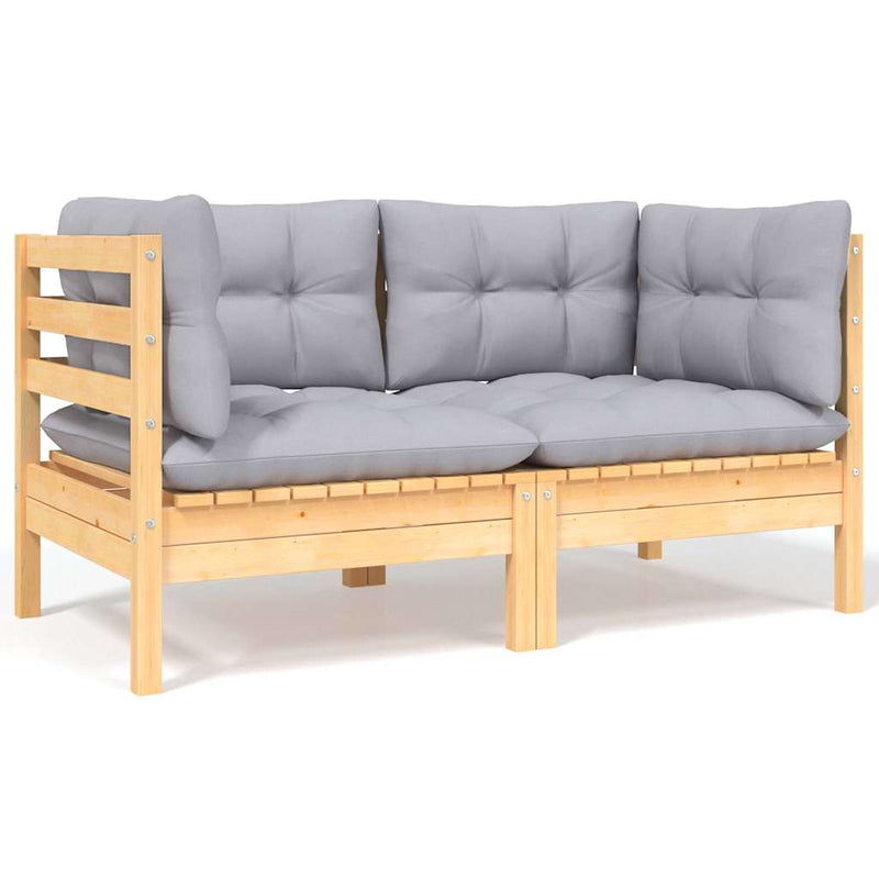 Set mobilier grădină cu perne gri, 5 piese, lemn masiv de pin