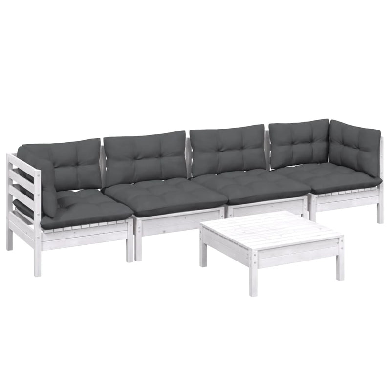 Set mobilier de grădină cu perne, 5 piese, lemn masiv de pin