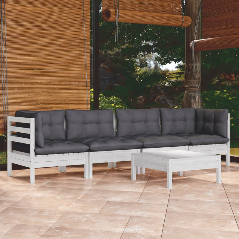 Set mobilier de grădină cu perne, 5 piese, lemn masiv de pin