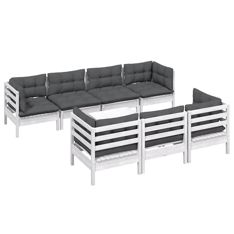 Set mobilier de grădină cu perne, 8 piese, lemn masiv de pin