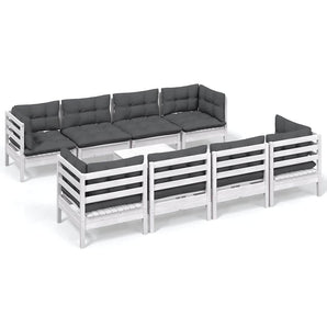Set mobilier de grădină cu perne, 9 piese, lemn masiv de pin