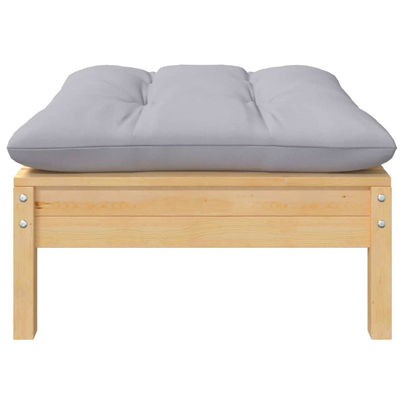 Set mobilier de grădină cu perne gri, 5 piese, lemn masiv pin