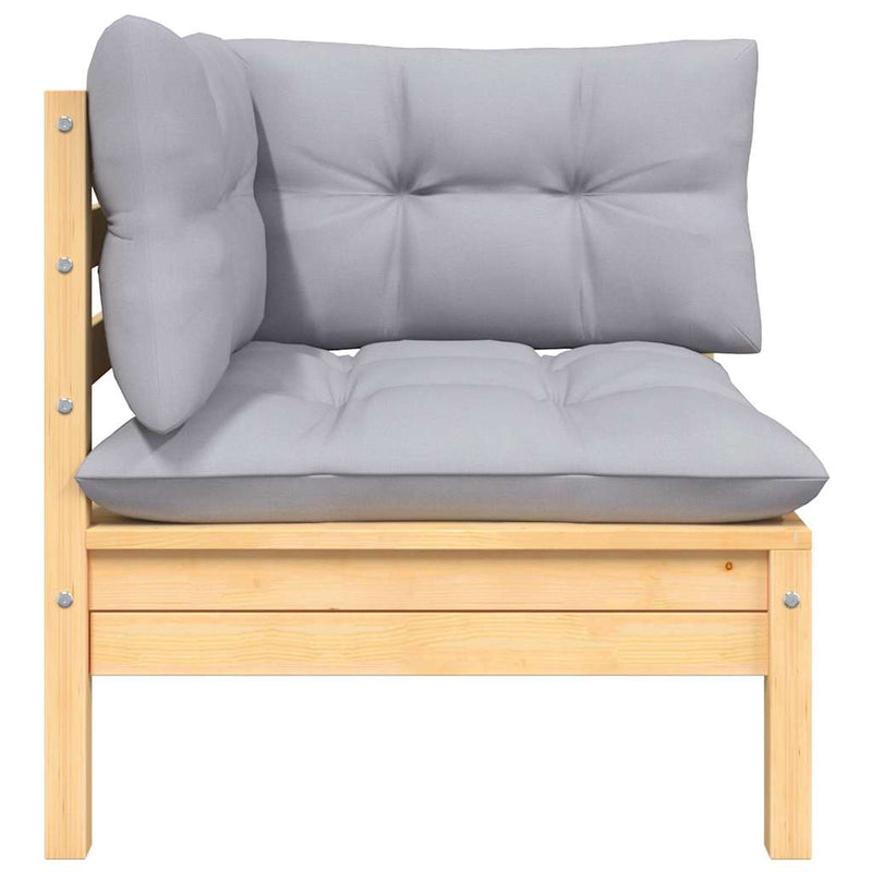 Set mobilier grădină cu perne gri, 6 piese, lemn de pin