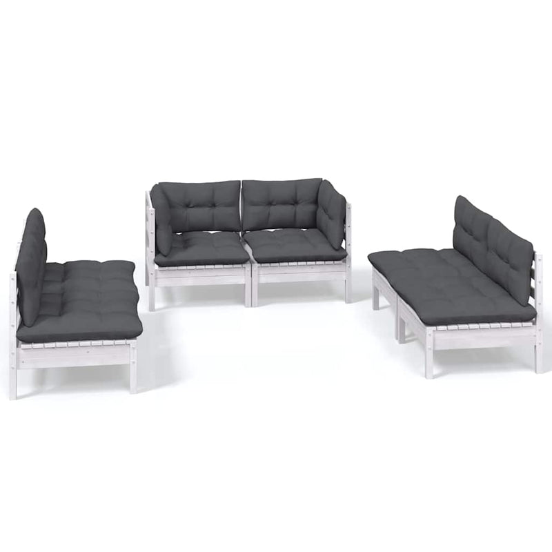 Set mobilier de grădină cu perne, 6 piese, lemn masiv de pin