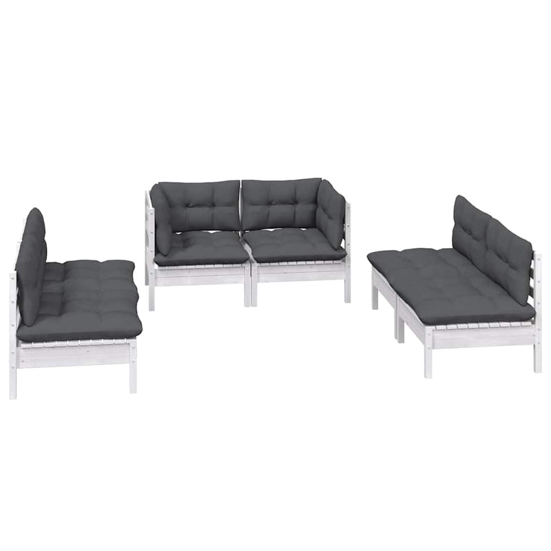 Set mobilier de grădină cu perne, 6 piese, lemn masiv de pin