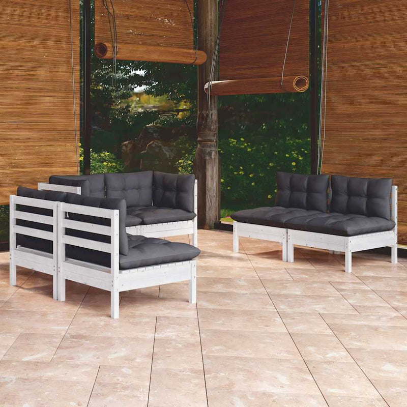 Set mobilier de grădină cu perne, 6 piese, lemn masiv de pin
