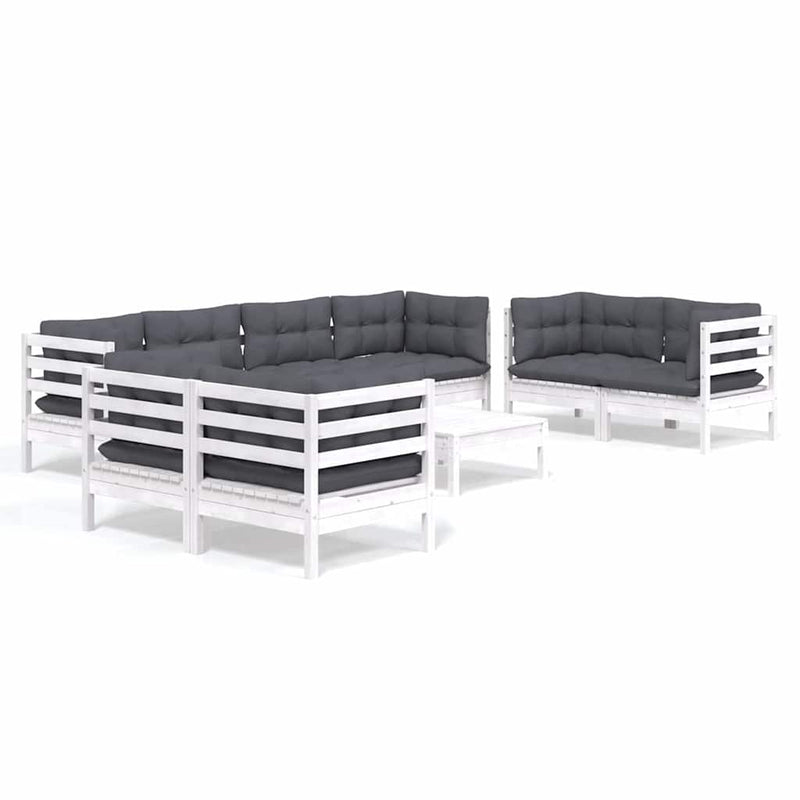 Set mobilier de grădină cu perne, 9 piese, lemn masiv de pin