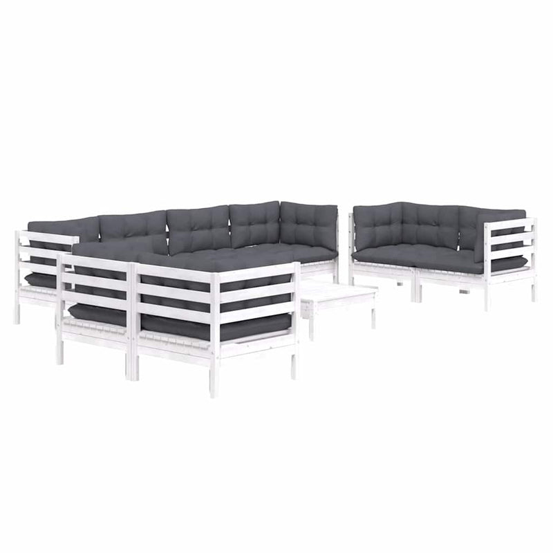 Set mobilier de grădină cu perne, 9 piese, lemn masiv de pin