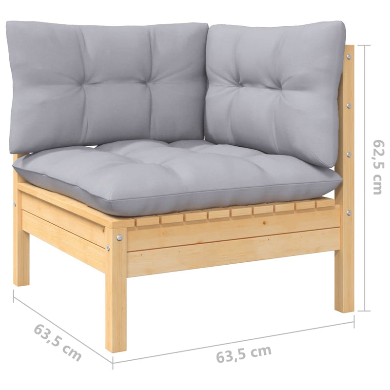 Set mobilier grădină cu perne gri, 6 piese, lemn de pin