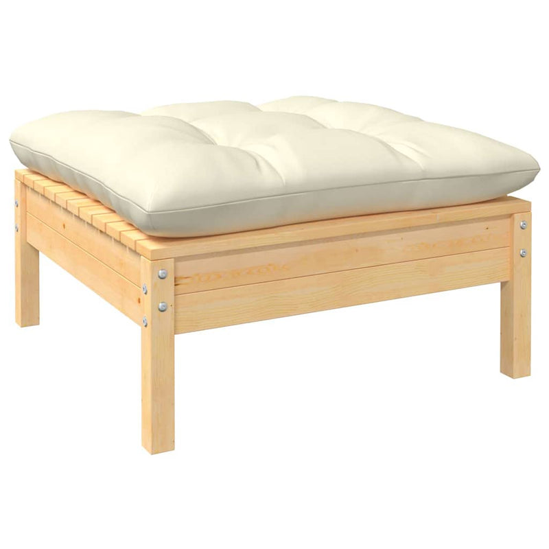 Set mobilier grădină cu perne crem, 5 piese, lemn de pin