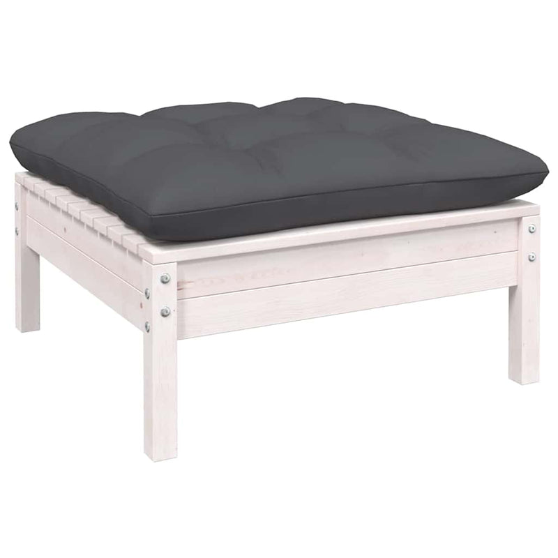 Set mobilier de grădină cu perne, 8 piese, alb, lemn de pin