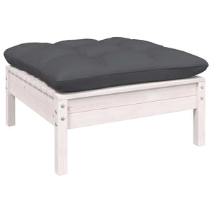 Set mobilier grădină cu perne, 12 piese, alb, lemn masiv pin