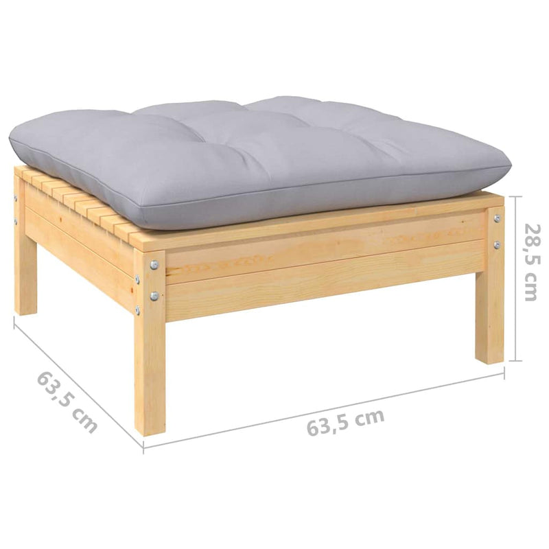 Set mobilier de grădină cu perne gri, 12 piese, lemn de pin