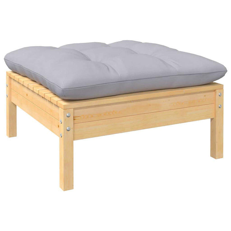 Set mobilier grădină cu perne, 13 piese, gri, lemn de pin