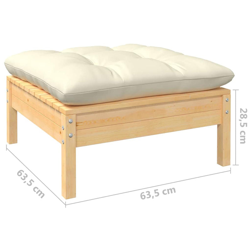 Set mobilier grădină cu perne, 13 piese, crem, lemn de pin