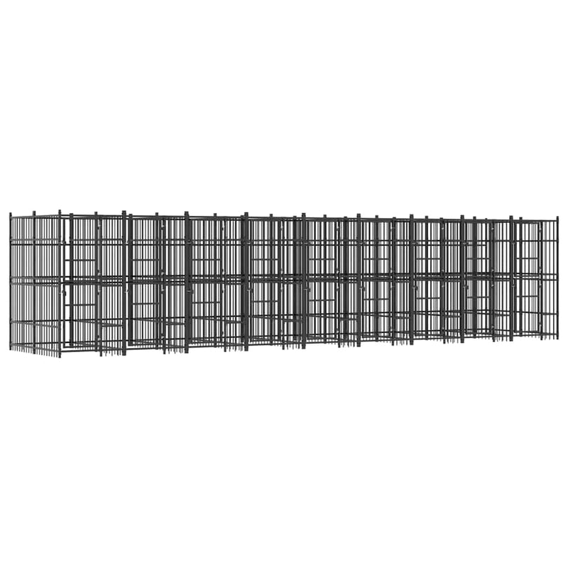 Padoc pentru câini de exterior, 16,59 m², oțel