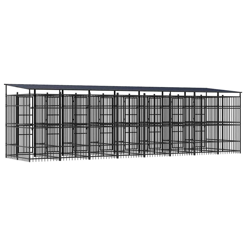 Padoc pentru câini de exterior cu acoperiș, 14,75 m², oțel