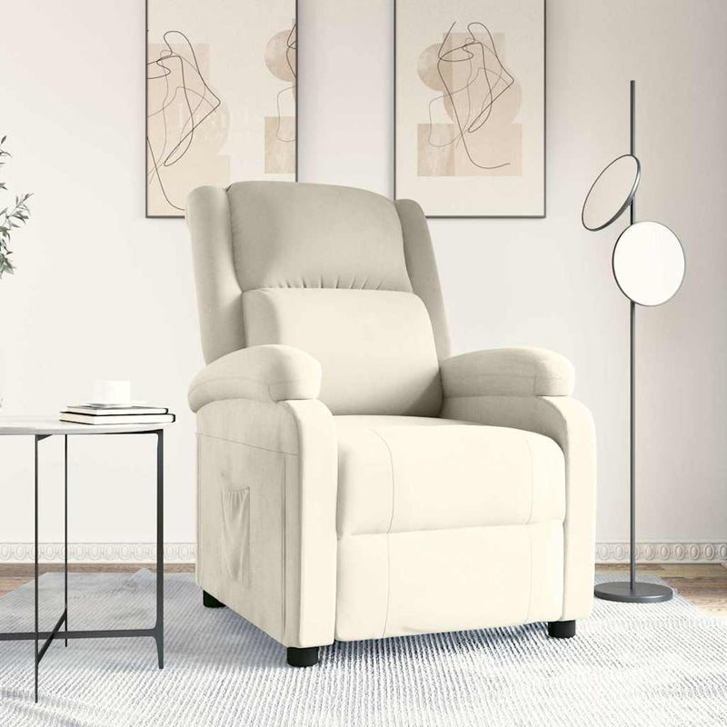 Fotoliu rabatabil, crem, catifea