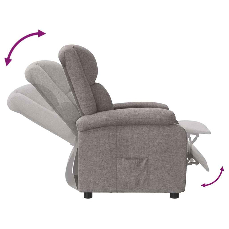 Fotoliu rabatabil, gri taupe, material textil