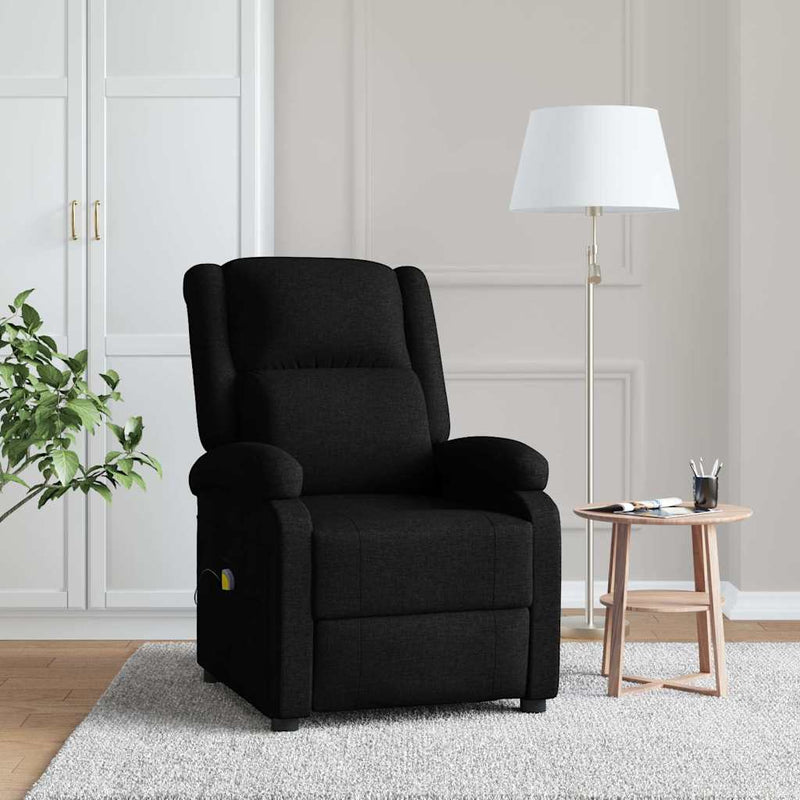 Fotoliu de masaj spătar aripi, negru, material textil