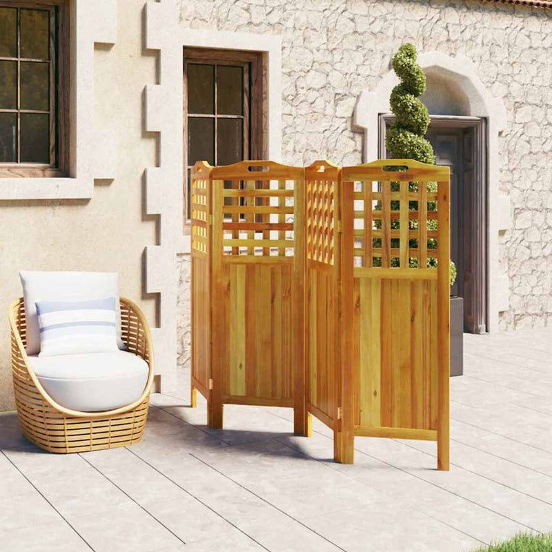 Paravan de cameră 4 panouri 162x2x115 cm lemn masiv de acacia