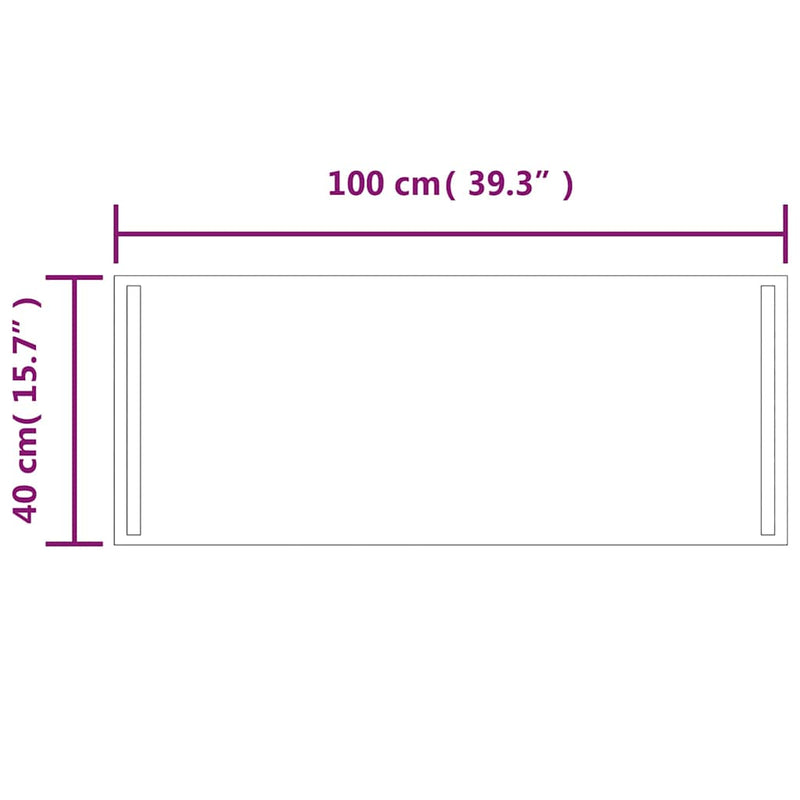 Oglindă de baie cu LED, 100x40 cm