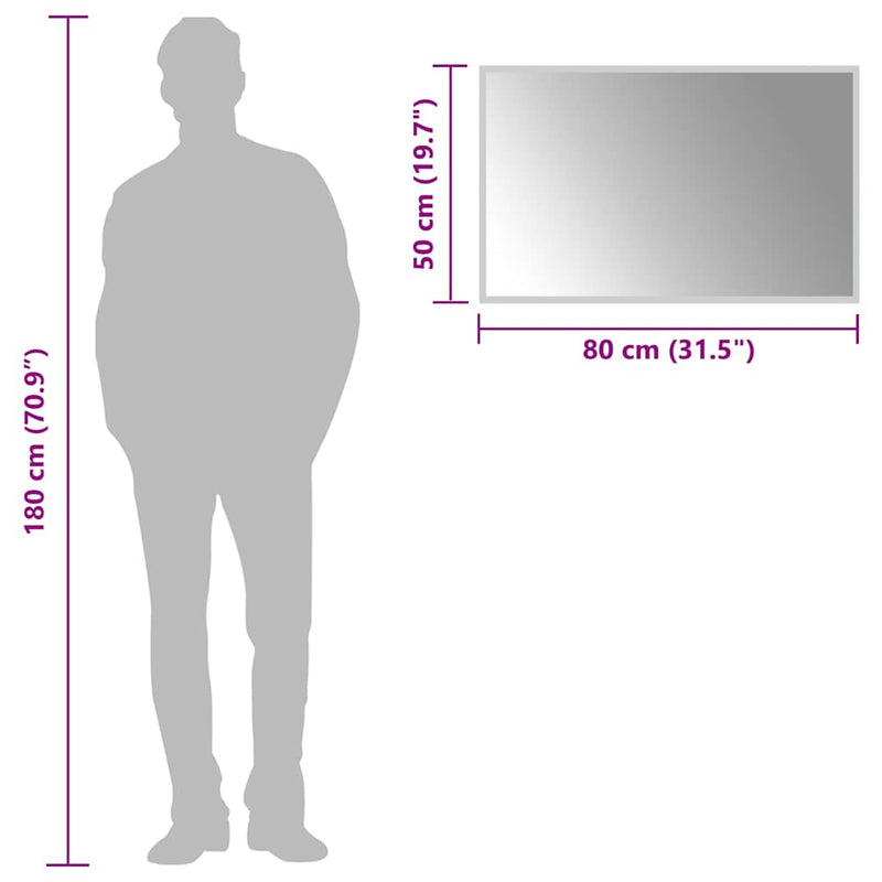 Oglindă de baie cu LED, 80x50 cm