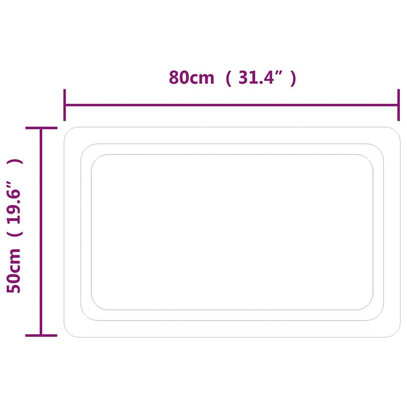 Oglindă de baie cu LED, 80x50 cm
