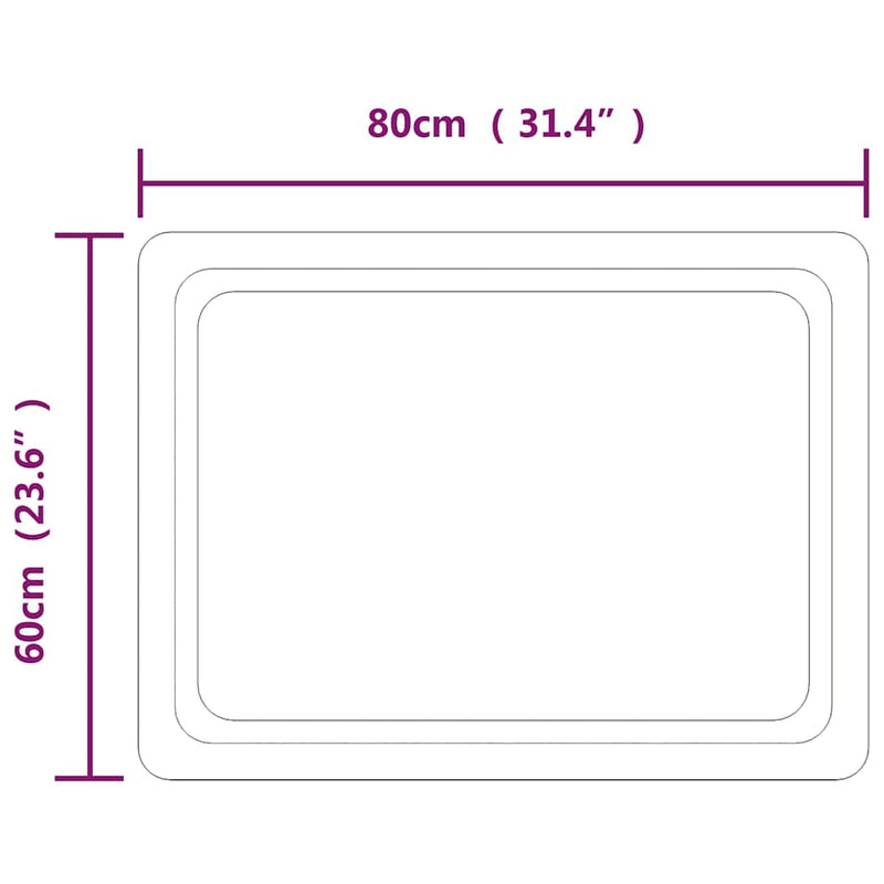 Oglindă de baie cu LED, 80x60 cm