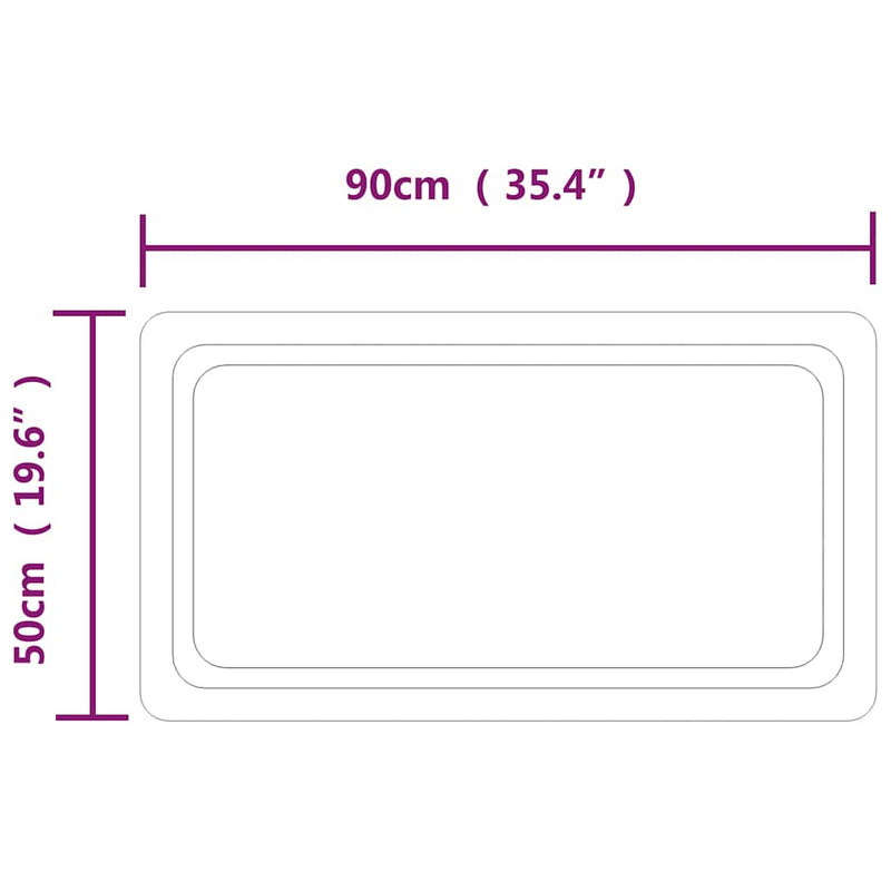 Oglindă de baie cu LED, 90x50 cm