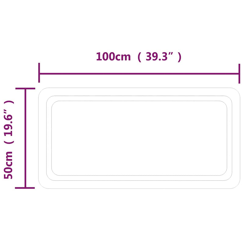 Oglindă de baie cu LED, 100x50 cm
