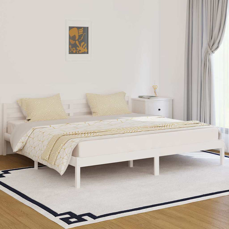 Cadru de pat, alb, 200x200 cm, lemn masiv de pin