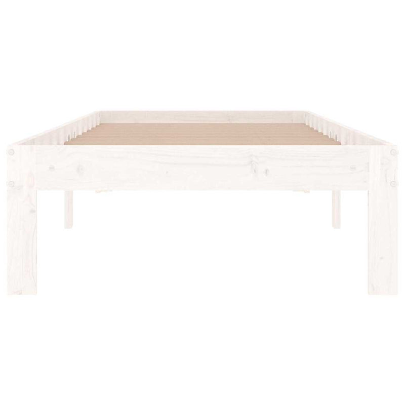 Cadru de pat mic single, alb, 75x190 cm, lemn masiv